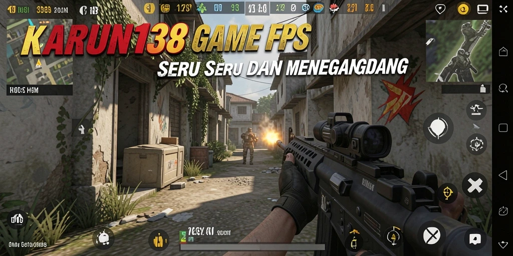 Tangkapan layar gameplay KARUN138 menampilkan aksi tembak-menembak yang intens.