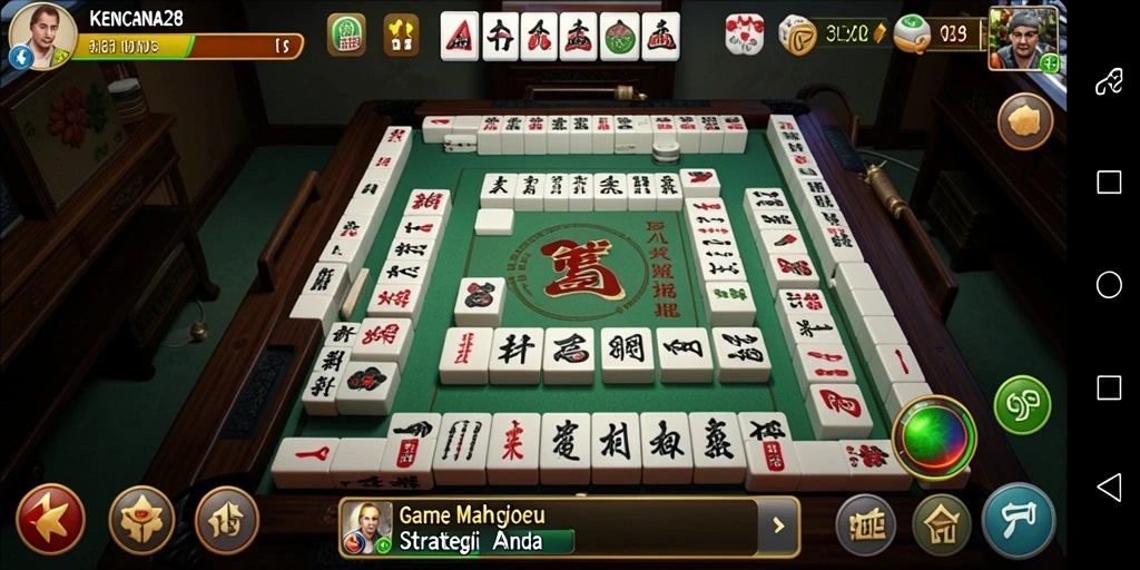 Tampilan gameplay KENCANA28 saat memainkan Mahjong dengan teman.