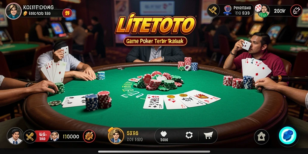 Tampilan gameplay LITETOTO dengan suasana Poker yang mendebarkan.