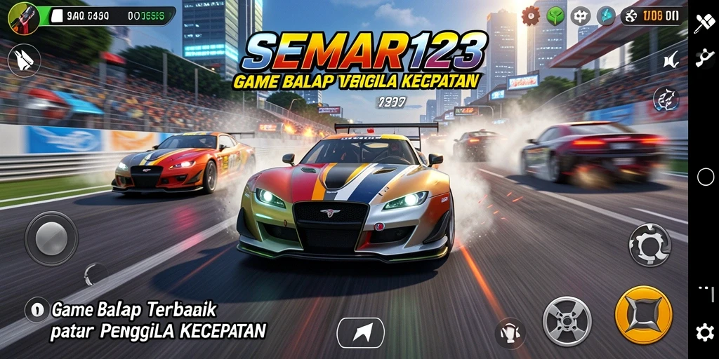 Gameplay SEMAR123 yang mendebarkan dengan kecepatan tinggi dan lintasan menantang.