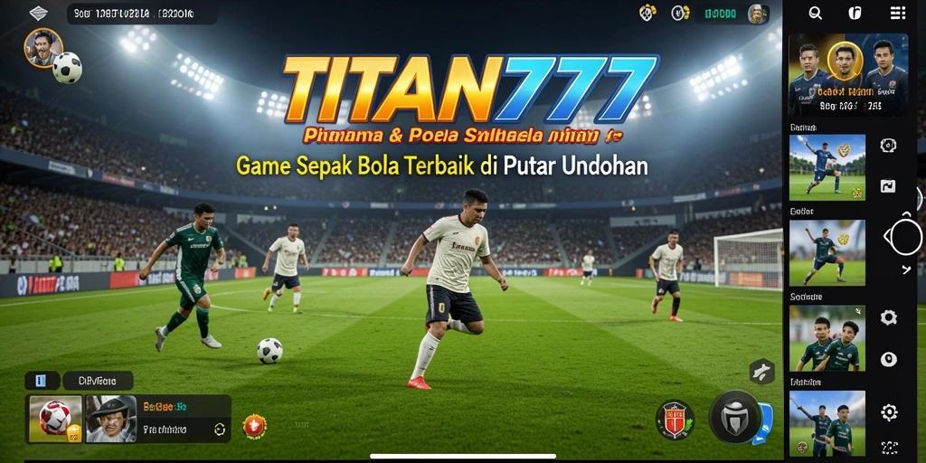 Tampilan gameplay mendebarkan di lapangan sepak bola virtual.